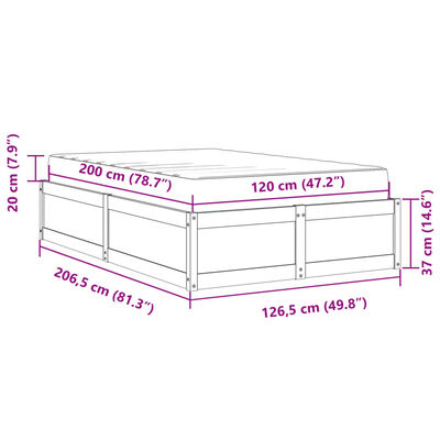 vidaXL Pat cu saltea, alb, 120x200 cm, lemn masiv pin