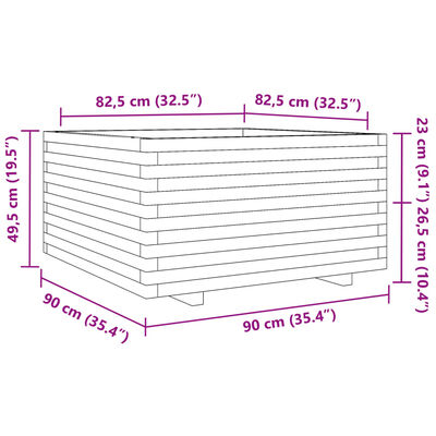 vidaXL Jardinieră de grădină, 90x90x49,5 cm, lemn de pin impregnat