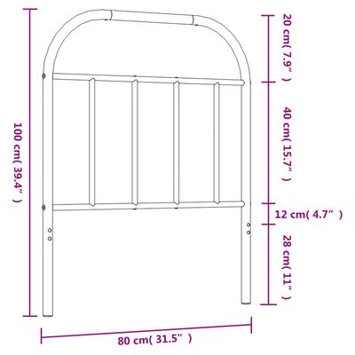 vidaXL Tăblie de pat metalică, negru, 75 cm