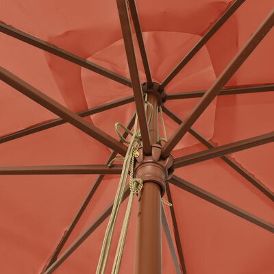vidaXL Umbrelă de grădină stâlp din lemn, cărămiziu, 300x300x273 cm