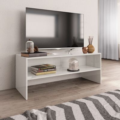 vidaXL Dulap TV, alb extralucios, 100x40x40 cm, lemn prelucrat