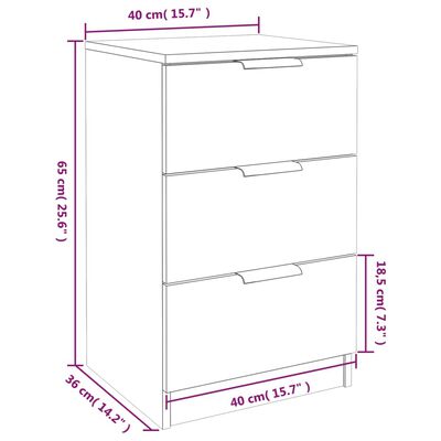 vidaXL Noptiere, 2 buc., Negru, 40x36x65 cm