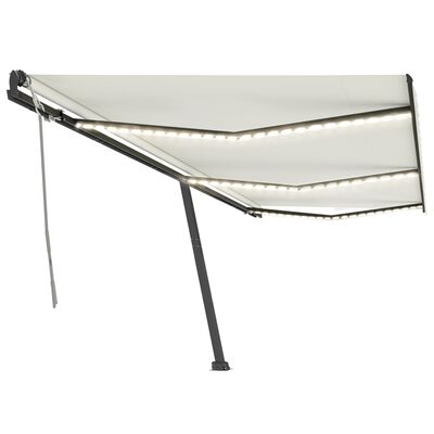 vidaXL Copertină retractabilă manual cu LED, crem, 600x350 cm