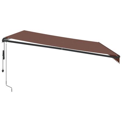 vidaXL Copertina retractabilă automat cu LED-uri, maro, 500x300 cm