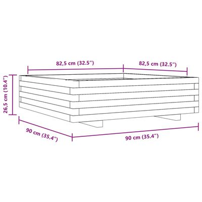 vidaXL Jardinieră de grădină, 90x90x26,5 cm, lemn masiv de pin