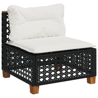 vidaXL Set mobilier de grădină cu perne, 6 piese, negru, poliratan