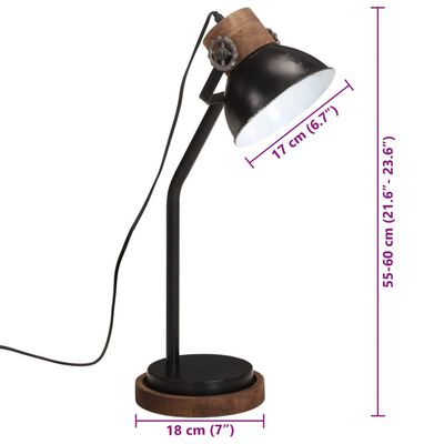 vidaXL Lampă de birou 25 W, negru, 18x18x60 cm, E27