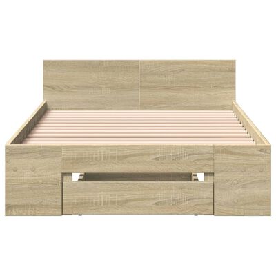 vidaXL Cadru de pat cu sertar stejar sonoma 90x190 cm lemn prelucrat