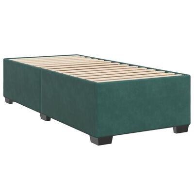 vidaXL Pat box spring cu saltea, verde închis, 90x190 cm, catifea