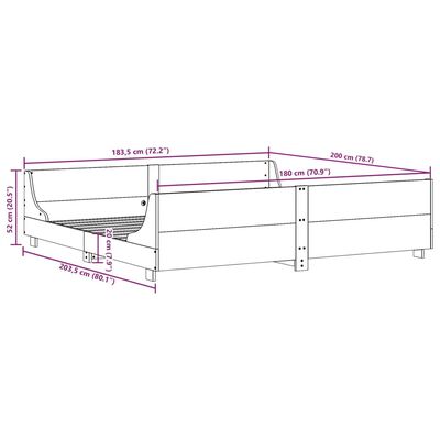 vidaXL Cadru de pat fără saltea, alb, 180x200 cm, lemn masiv pin