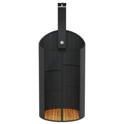 vidaXL Duș de exterior, negru, 100x100x241,5 cm, poliratan/lemn acacia