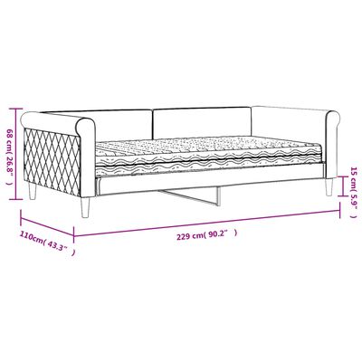 vidaXL Pat de zi cu saltea, galben, 100x200 cm, catifea