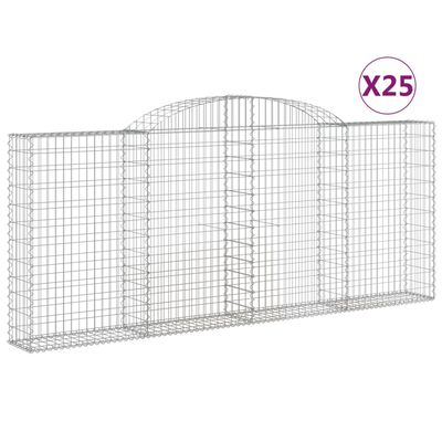 vidaXL Coșuri gabion arcuite 25 buc, 300x30x120/140 cm fier galvanizat