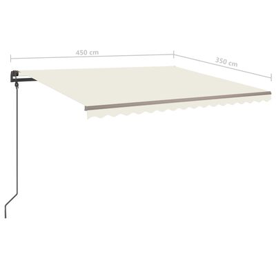 vidaXL Copertină retractabilă manual, cu LED, crem, 4,5x3,5 m