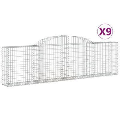 vidaXL Coșuri gabion arcuite 9 buc., 300x30x80/100 cm, fier galvanizat