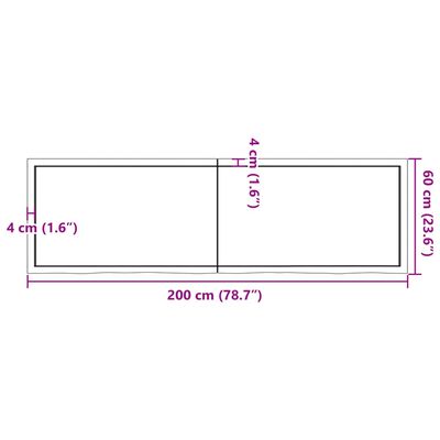 vidaXL Raft de perete maro deschis 200x60x(2-4) cm lemn stejar tratat