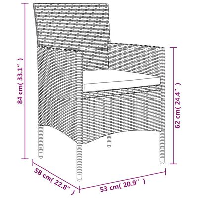 vidaXL Set de masă pentru grădină, 5 piese, cu perne, negru