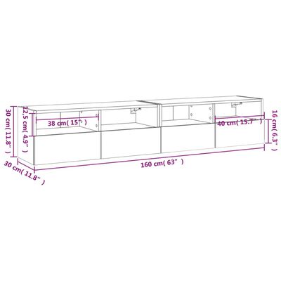 vidaXL Comode TV de perete, 2 buc., stejar sonoma, 80x30x30 cm, lemn