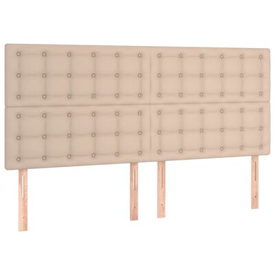 vidaXL Pat box spring cu saltea, cappuccino, 160x200cm piele ecologică