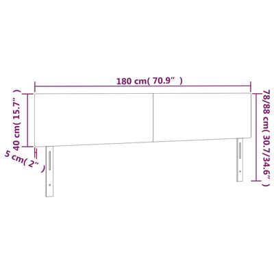 vidaXL Tăblie de pat cu LED, gri deschis, 180x5x78/88 cm, catifea