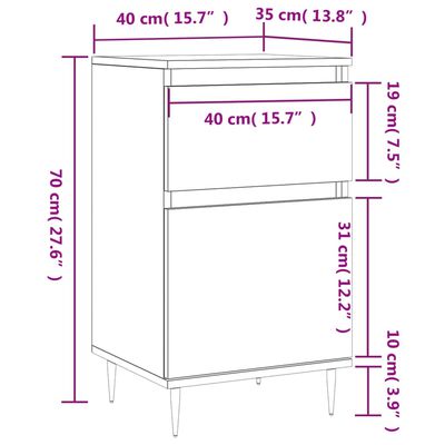 vidaXL Servantă, gri beton, 40x35x70 cm, lemn prelucrat