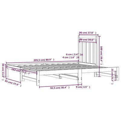 vidaXL Pat de zi extensibil, alb, 2x(90x200) cm, lemn masiv de pin