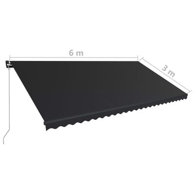 vidaXL Copertină retractabilă manual cu LED, antracit, 600 x 300 cm