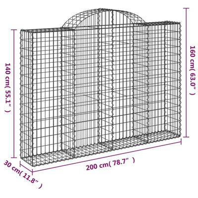 vidaXL Coșuri gabion arcuite 15 buc, 200x30x140/160cm, fier galvanizat