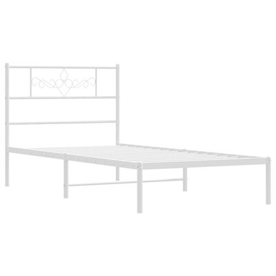 vidaXL Cadru de pat din metal cu tăblie, alb, 107x203 cm