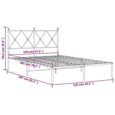 vidaXL Cadru de pat metalic cu tăblie, negru, 120x200 cm