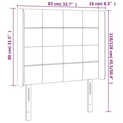 vidaXL Tăblie de pat cu LED, negru, 83x16x118/128 cm, catifea