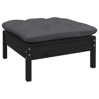 vidaXL Set mobilier grădină cu perne, 5 piese, negru, lemn de pin