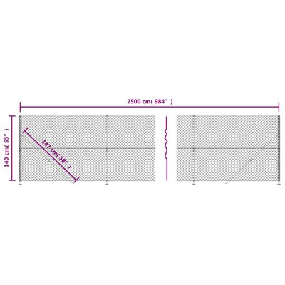 vidaXL Gard plasă de sârmă cu bordură, antracit, 1,4x25 m