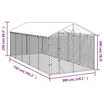 vidaXL Padoc exterior cu acoperiș argintiu 3x7,5x2,5 m oțel galvanizat