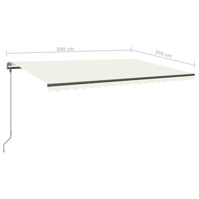 vidaXL Copertină retractabilă manual cu LED, crem, 500x350 cm