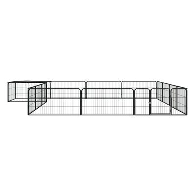 vidaXL Țarc câini 16 panouri negru 100x50 cm oțel vopsit electrostatic