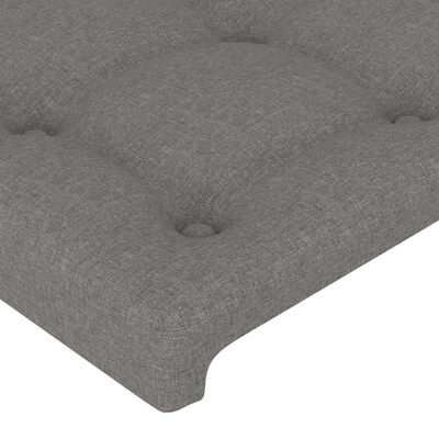 vidaXL Tăblie de pat cu aripioare gri închis 147x23x118/128 cm textil