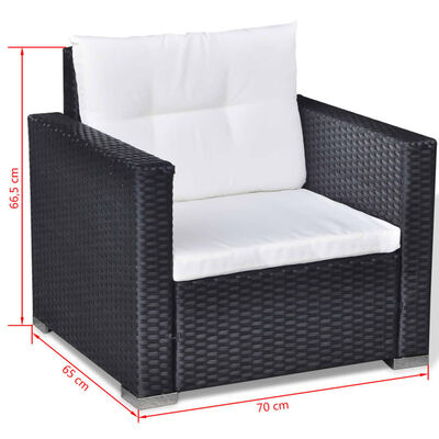 vidaXL Set mobilier de grădină cu perne, 6 piese, negru, poliratan