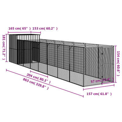 vidaXL Cușcă de câine & țarc gri deschis 165x863x181cm oțel galvanizat