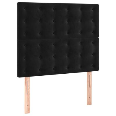 vidaXL Pat box spring cu saltea, negru, 90x190 cm, catifea