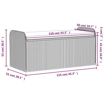 vidaXL Bancă de depozitare cu pernă, maro, 115x51x52 cm, poliratan