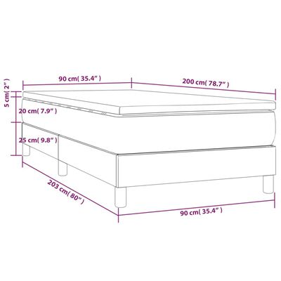 vidaXL Pat box spring cu saltea, crem, 90x200 cm, textil