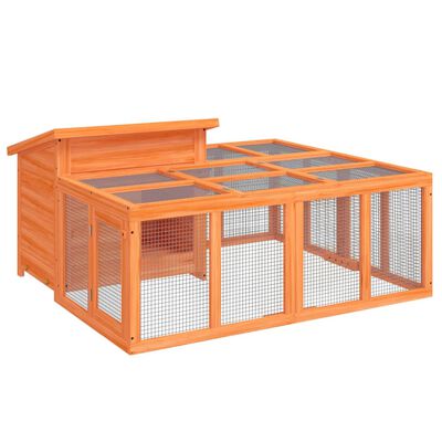 vidaXL Cușcă pentru iepuri maro 144x123x67,5 cm din lemn masiv de pin