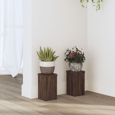 vidaXL Suporturi de plante 2 buc. stejar maro 10x10x18cm lemn compozit