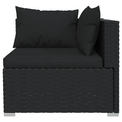 vidaXL Set mobilier de grădină cu perne, 14 piese, negru, poliratan