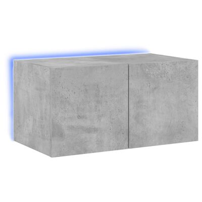 vidaXL Comodă TV de perete cu lumini LED, gri beton, 60x35x31 cm