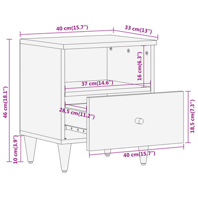 vidaXL Noptiere, 2 buc., 40x33x46 cm, lemn masiv de acacia