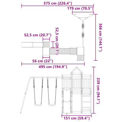 vidaXL Set de joacă pentru exterior, lemn masiv de pin