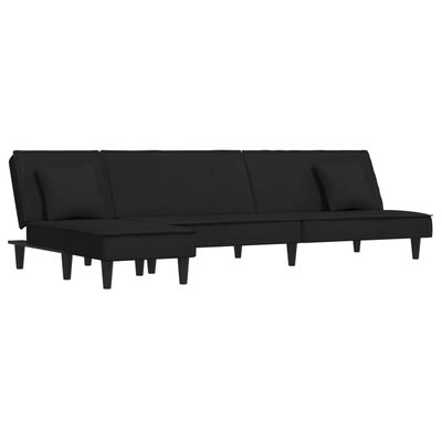 vidaXL Canapea extensibilă în formă de L negru 255x140x70 cm catifea