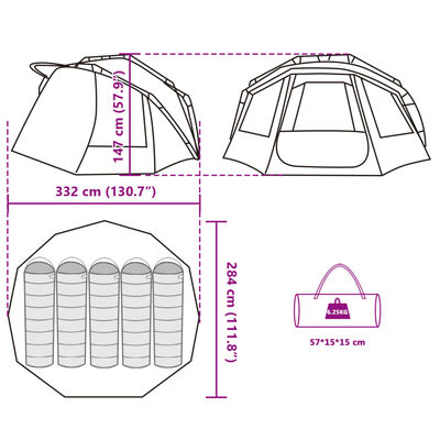 vidaXL Cort de pescuit pentru 5 persoane, camuflaj, impermeabil